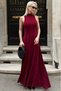 Burgundy Turtleneck Maxi Length Flowy Stylish Women's Dress Mg2664 - 3