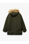 Long Sleeve Faux Fur Hooded Parka with Flap Pockets - 5