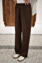 Women's Elastic Waist Trousers Brown - 5