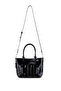 Women's Faux Leather Black Shoulder Bag - 6