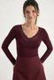 Women's Burgundy V-Neck Lace Viscose Blouse 1041 60283944 - 3