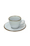 Stoneware Set of 6 Coffee Cup & Saucer Naturalia - Beige/Gray/Green
