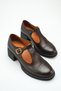 Brown Genuine Leather T-Strap Women's Heeled Shoes Casual Classic Design Strappy Mary Jane Style - 2