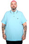 Mode XL Large Size Men's Lycra Single Jersey Polo Neck T-Shirt with Pockets 21558 Turquoise