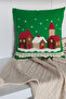 Winter Houses Themed Embroidered Decorative Throw Pillow Cover -Punch Embroidered Gaming Corner Decor Pillow-43X43 cm