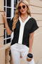 Women's V-Neck Front Stripe Detailed Sandy Blouse - 3