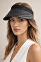Natural Straw Women's Black Visor Hat Crown Model Summer Beach & Vacation Sun Hat - 4