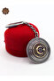 Ruby Stone Crescent and Star Model Oxidized Silver Filigree Keychain 201025174 - 2
