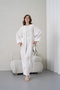 Women's Front Sequin Embroidered Linen Kimono Cardigan and Pants Top and Bottom Set - 4