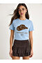 Women's Baby Blue Cowboy Hat Embroidered Beaded Basic T-Shirt 7581 60283950 - 2