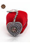 Ruby and Emerald Stone Heart Model Double-Sided Oxidized Silver Filigree Keychain 201025186 - 2