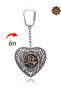 Ruby and Emerald Stone Heart Model Double-Sided Oxidized Silver Filigree Keychain 201025186 - 4