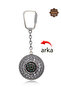Ruby and Emerald Stone Star Model Double Sided Oxidized Silver Filigree Keychain 201025179 - 5
