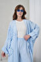 Women's Front Sequin Embroidered Linen Kimono Cardigan and Pants Top and Bottom Set - 5