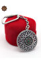 Ruby and Emerald Stone Drop Model Double-Sided Oxidized Silver Filigree Keychain 201025177 - 2