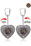 Ruby and Emerald Stone Heart Model Double-Sided Oxidized Silver Filigree Keychain 201025186