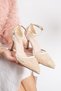 Melisea Women's Pearl Embellished Pointed Toe Ankle Buckle Goblet Heeled Satin Evening Dress Shoes