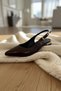 Love Brown Wrinkled Patent Leather (4 cm Heel Length) Pointed Toe Heeled Ballerina Shoes - 4