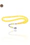 Lemon Yellow Barley Cut Silver Tuğra Tasseled Clasp Amber Prayer Beads 201025210