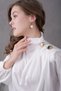 Women's Stand Collar Padded Shoulders Accessory Detail Satin Woven Blouse 30050 - 2