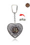 Ruby and Emerald Stone Heart Model Double-Sided Oxidized Silver Filigree Keychain 201025186 - 5