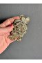 Embossed Embroidery Processing Guipure Floral Arma Sewing Applique 11X3 cm Gold - 4