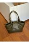 Faux Leather Women's Hand and Shoulder Bag with Strap Knot Detail - 2