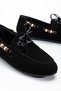 Women's Black Nubuck Lace-Up Beaded Detailed Casual Loafer Ballerina Shoes - 4