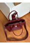Faux Leather Women's Hand and Shoulder Bag with Strap Knot Detail - 4