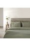 Adelya King Size Duvet Cover Set 100% Organic Cotton Linen Embroidered Green 240X220 cm - 2