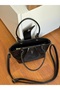 Faux Leather Women's Hand and Shoulder Bag with Strap Knot Detail - 4