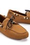 Women's Tan Nubuck Lace-Up Beaded Detailed Casual Loafer Ballet Shoes - 3