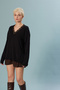Lace-Detail V-Neck Sweater - 3