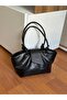 Faux Leather Women's Hand and Shoulder Bag with Strap Knot Detail - 3