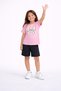 Girl's 3-Piece Set Giraffe and Teddy Bear Printed Summer Cotton T-Shirt Shorts Top-Down Set - 4