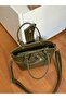 Faux Leather Women's Hand and Shoulder Bag with Strap Knot Detail - 4