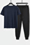 Fire Character Printed Unisex T-Shirt Jogger Sweatpants 2-Piece Set - 2