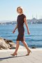 Women's Plus Size Dress Polo Collar Short Sleeve A-Line Midi Length Striped Knitted Fabric Summer Stylish