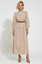 Women's Dress Maxi A-Line Crew Neck Long Balloon Sleeve Woven Terrycotton Unlined Plain Pattern with Belt - 5