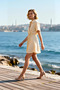 Women's Shirt Skirt Mini Dress Lapel Short Sleeve Lace-Up Belted Skater Pattern Balloon Detail Plain Pattern
