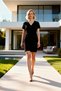 Women's Plus Size Mini Dress Double Breasted Lapel Short Sleeve A-Line Knitted Crepe Fabric Solid Pattern Summer Clothing - 4