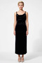 Women's Maxi Dress with Degaje Collar, Sleeveless, Thin Straps, Knitted Velvet, Unlined, with Accessory Detail - 5