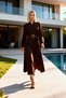 Women's Maxi Dress Lapel Long Sleeve Woven Look Skater Cut Plain Pattern Unlined Casual - 4