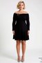 Women's Plus Size Mini Dress Carmen Collar Long Sleeve Knitted Fabric Skater Pattern Plain Pattern Ribbed Woven - 5