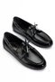 Women's Black Shiny Patent Leather Lace-Up Casual Loafer Ballerina Shoes - 3