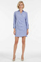 Women's Plus Size Mini Shirt Double Breasted Lapel Long Sleeve Woven Fabric Striped Terrycotton - 5