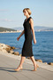 Women's Midi Dress V-Neck Detailed Sleeveless Molded Woven Fabric Unlined Plain Pattern Sports