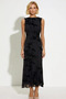 Women's Maxi Dress Crew Neck Sleeveless Shift Fit Floral Pattern Knitted Tulle Lined Ruffled Full - 5