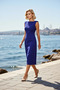 Women's Midi Dress Boat Neck Sleeveless Body-Hugging Woven Fabric Lined Back Detail Plain Pattern