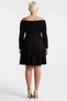 Women's Plus Size Mini Dress Carmen Collar Long Sleeve Knitted Fabric Skater Pattern Plain Pattern Ribbed Woven - 6